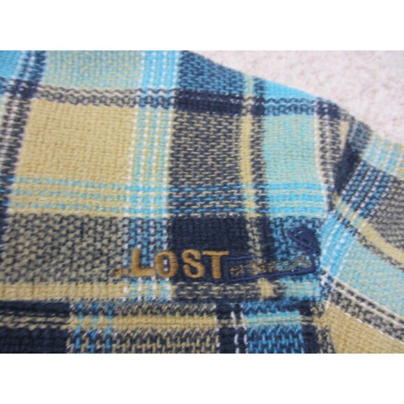 Lost Enterprises Shirt Mens Large Brown Blue Plaid Cotton Casual Button Up - Picture 11 of 14
